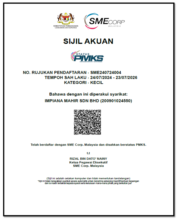SME Corp Certificate